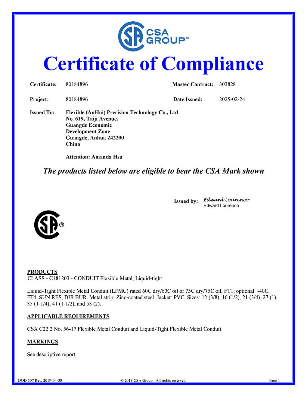 CSA C22.2 No. 56-17 Flexible Metal Conduit and Liquid-Tight Flexible Metal Conduit