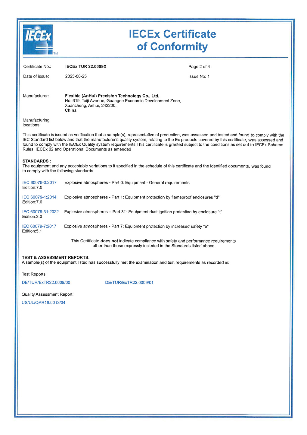 IECEx TUR 22.0009