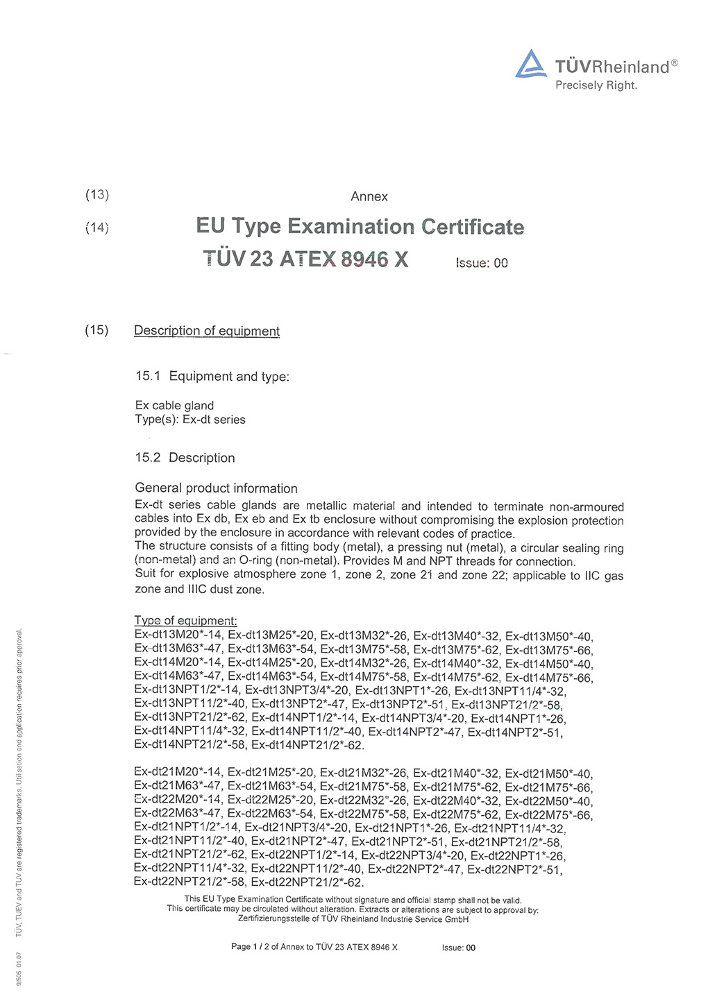 TÜV 23 ATEX 8946X