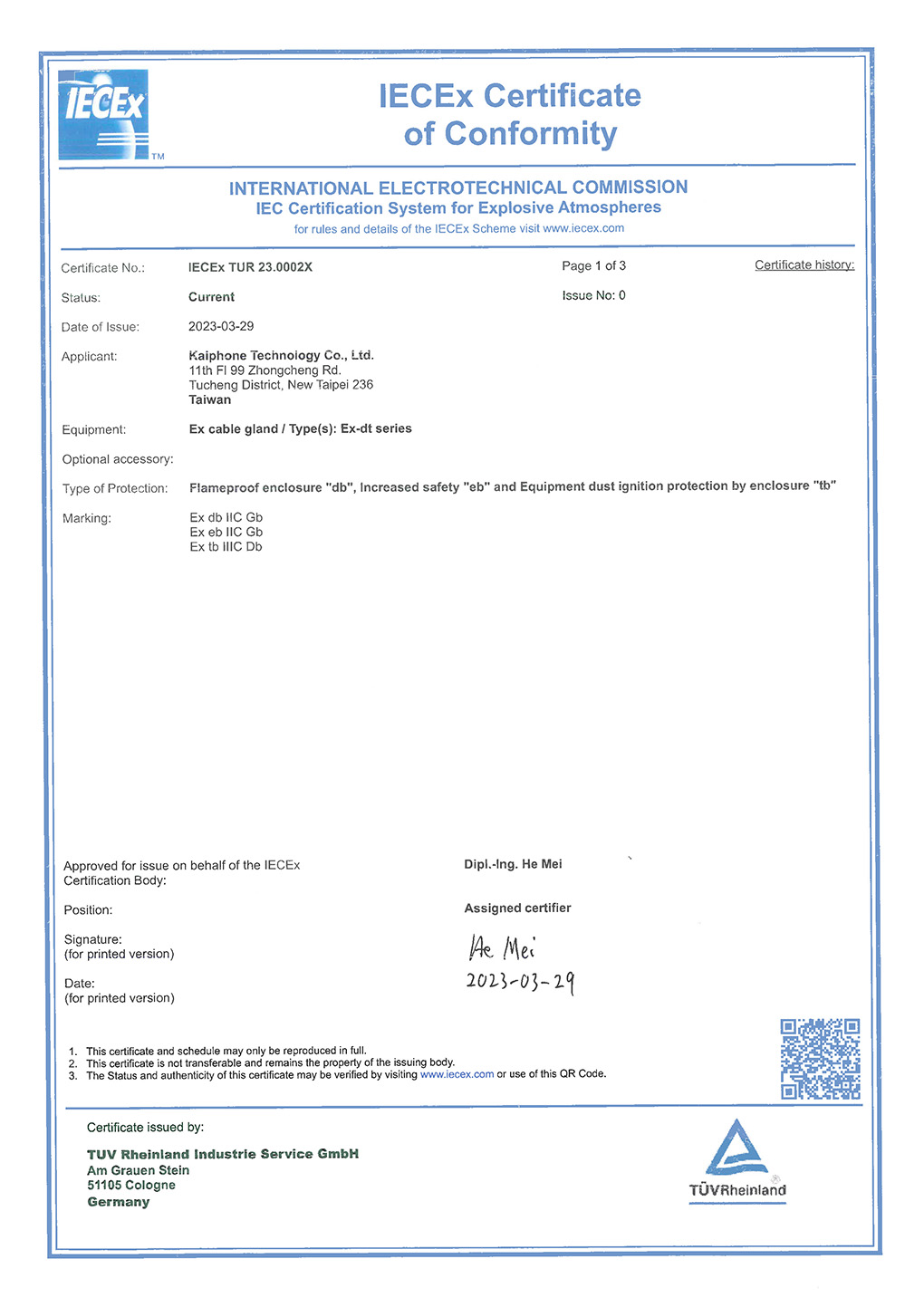 IECEx TUR 23.0002X